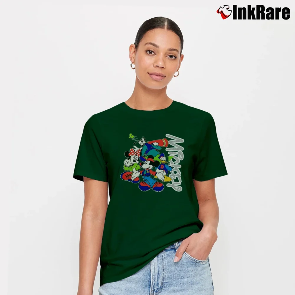 Women’s Disney Mickey Mouse Classic Signature T-Shirt in forest green | Soft, Flattering Fit