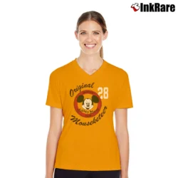 Women’s Disney Mickey Mouse Club Mouseketeer V-Neck Tee in orange | Chic Neckline, Soft Texture