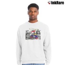 Men’s Disney Mickey Mouse Cowboy Crewneck Sweatshirt in white | Cozy Fabric, Clean Style