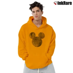 Men’s Disney Mickey Mouse Distressed Head Silhouette Pullover Hoodie in orange | Cozy, Durable, Modern Fit
