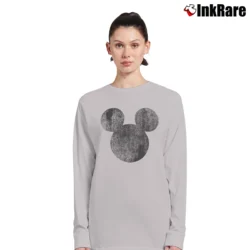 Women’s Disney Mickey Mouse Distressed Head Silhouette Long-Sleeve Top in sport grey | Sleek, Versatile, All-Season