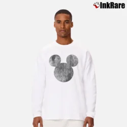 Men’s Disney Mickey Mouse Distressed Head Silhouette Long-Sleeve Shirt in white | Sleek, Lightweight, Year-Round Wear