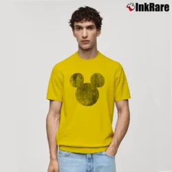 Men’s Disney Mickey Mouse Distressed Head Silhouette Classic T-Shirt in yellow | Soft, Breathable Everyday Wear