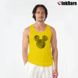 Men’s Disney Mickey Mouse Distressed Head Silhouette Tank Top in yellow | Breathable, Active-Friendly Design