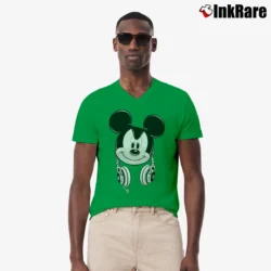 Men’s Disney Mickey Mouse Dj Headphones V-Neck Tee in irish green | Sharp, Breathable, Everyday Staple