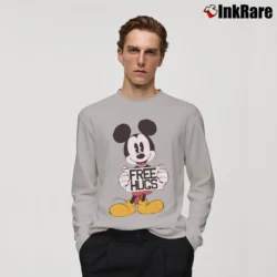 Men’s Disney Mickey Mouse Free Hugs Funny Long-Sleeve Shirt in sport grey | Sleek, Lightweight, Year-Round Wear