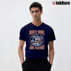 Men’s Disney Mickey Mouse Friends Donald Goofy V-Neck Tee in navy | Sharp, Breathable, Everyday Staple