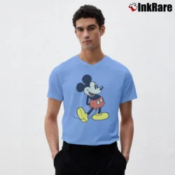 Men’s Disney Mickey Mouse Graphic V-Neck Tee in light blue | Sharp, Breathable, Everyday Staple