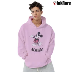 Men’s Disney Mickey Mouse Hawaii Aloha Pullover Hoodie in light pink | Cozy, Durable, Modern Fit