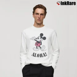 Men’s Disney Mickey Mouse Hawaii Aloha Long-Sleeve Shirt in white | Sleek, Lightweight, Year-Round Wear