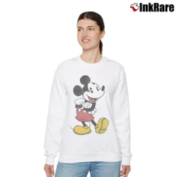 Women’s Disney Mickey Mouse Lean Forward Retro Classic Relaxed Sweatshirt in white | Soft, Laid-Back Vibe