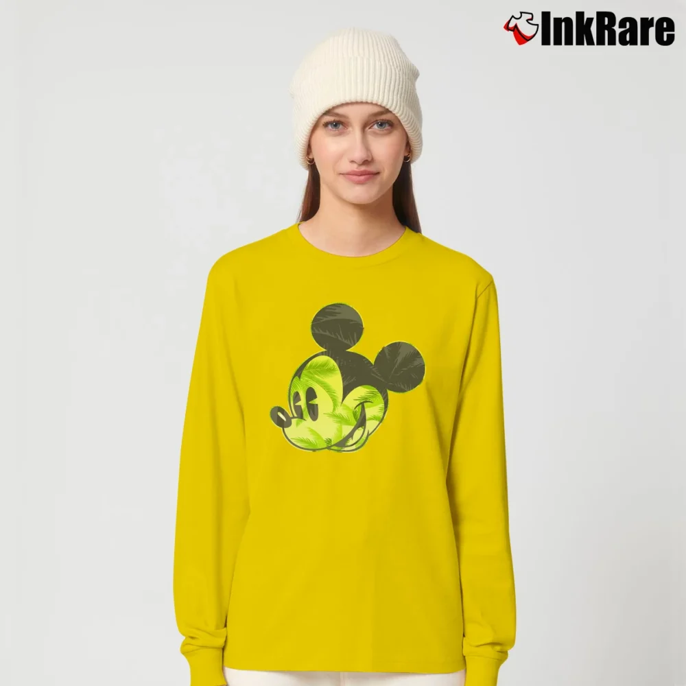 Women’s Disney Mickey Mouse Palm Tree Head Fashion Long-Sleeve Top in yellow | Sleek, Versatile, All-Season