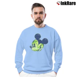 Men’s Disney Mickey Mouse Palm Tree Head Fashion Crewneck Sweatshirt in light blue | Cozy Fabric, Clean Style