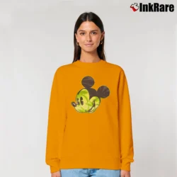 Women’s Disney Mickey Mouse Palm Tree Head Fashion Relaxed Sweatshirt in orange | Soft, Laid-Back Vibe