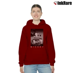 Women’s Disney Mickey Mouse Photo Real Cozy Hoodie in maroon | Warm, Structured, Stylish