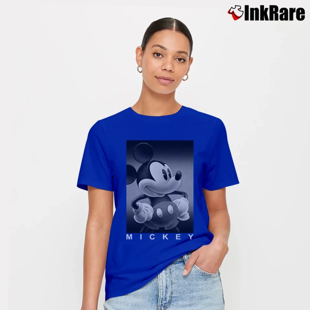 Women’s Disney Mickey Mouse Photo Real Signature T-Shirt in royal blue | Soft, Flattering Fit