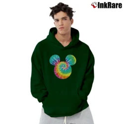 Men’s Disney Mickey Mouse Rainbow Tie Dye Icon Pullover Hoodie in forest green | Cozy, Durable, Modern Fit