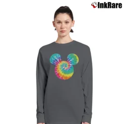 Women’s Disney Mickey Mouse Rainbow Tie Dye Icon Long-Sleeve Top in charcoal | Sleek, Versatile, All-Season