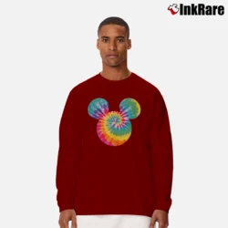Men’s Disney Mickey Mouse Rainbow Tie Dye Icon Long-Sleeve Shirt in maroon | Sleek, Lightweight, Year-Round Wear