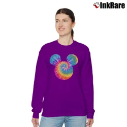 Women’s Disney Mickey Mouse Rainbow Tie Dye Icon Relaxed Sweatshirt in purple | Soft, Laid-Back Vibe