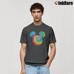Men’s Disney Mickey Mouse Rainbow Tie Dye Icon Classic T-Shirt in charcoal | Soft, Breathable Everyday Wear
