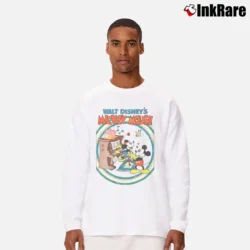 Men’s Disney Mickey Mouse Retro Poster Piano Long-Sleeve Shirt in white | Sleek, Lightweight, Year-Round Wear