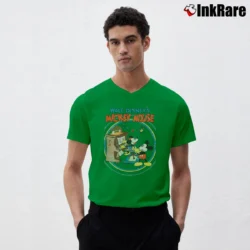 Men’s Disney Mickey Mouse Retro Poster Piano V-Neck Tee in irish green | Sharp, Breathable, Everyday Staple