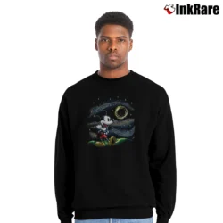 Men’s Disney Mickey Mouse Starry Night Crewneck Sweatshirt in black | Cozy Fabric, Clean Style