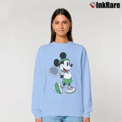 Women’s Disney Mickey Mouse Tennis Graphic Relaxed Sweatshirt in light blue | Soft, Laid-Back Vibe