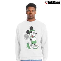 Men’s Disney Mickey Mouse Tennis Graphic Crewneck Sweatshirt in white | Cozy Fabric, Clean Style