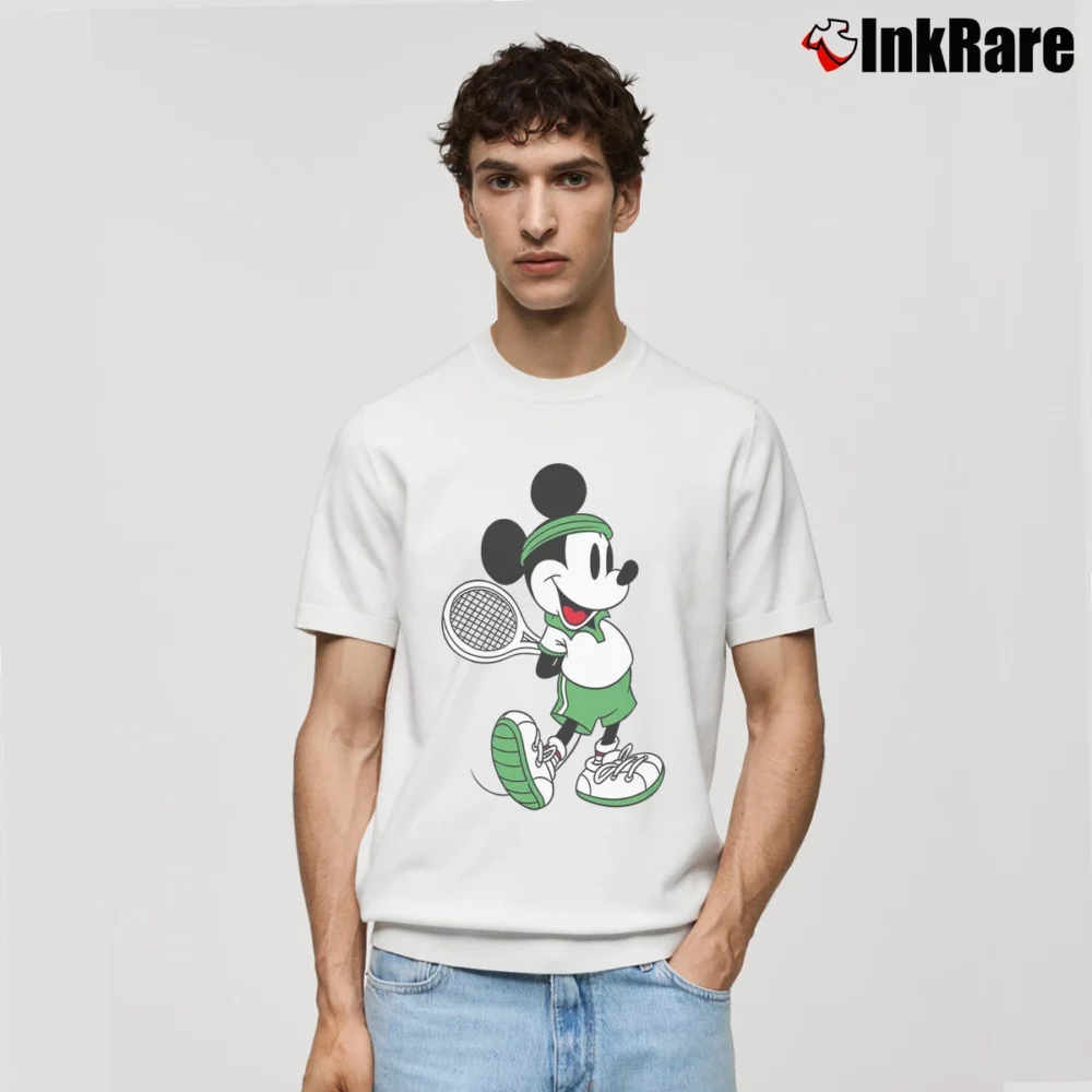 Men’s Disney Mickey Mouse Tennis Graphic Classic T-Shirt in white | Soft, Breathable Everyday Wear