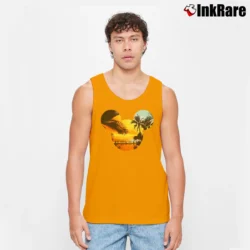 Men’s Disney Mickey Mouse Tropical Sunset Logo Tank Top in orange | Breathable, Active-Friendly Design