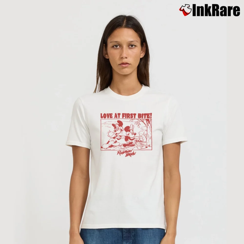 Women’s Disney Mickey Runaway Love At First Bite Signature T-Shirt in white | Soft, Flattering Fit