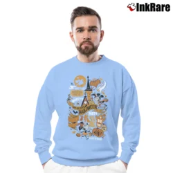 Men’s Disney Mickey's Not So Scary Halloween Party Logo Crewneck Sweatshirt in light blue | Cozy Fabric, Clean Style