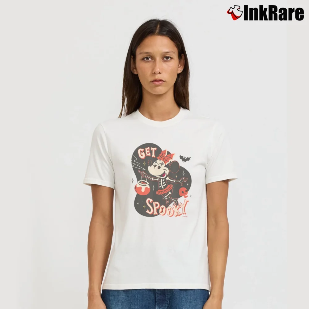 Women’s Disney Minnie Mouse Halloween Skeleton Costume T-Shirt in white | Soft, Flattering Fit
