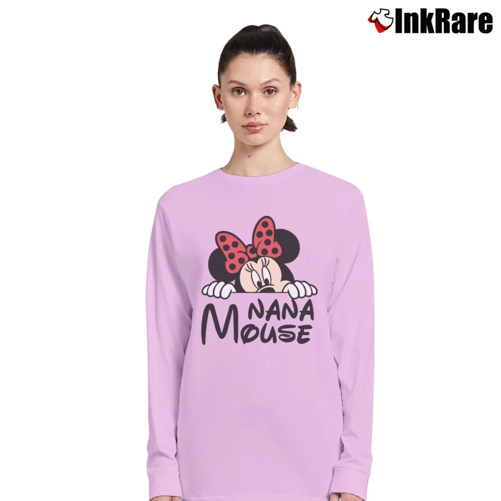 Women’s Disney Nana Mickey Minnie Family Matching Long-Sleeve Top in light pink | Sleek, Versatile, All-Season