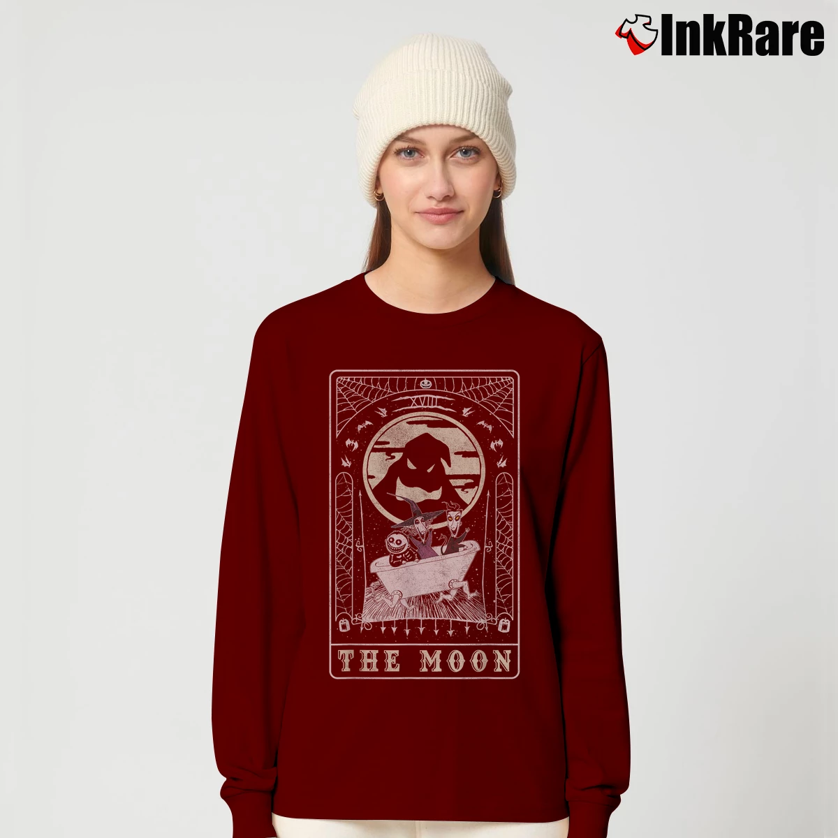 Women’s Disney Nightmare Before Christmas Moon Card Long-Sleeve Top in maroon | Sleek, Versatile, All-Season