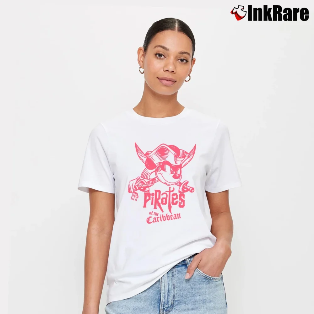 Women’s Disney Pirates Of The Caribbean Mickey Mouse Signature T-Shirt in white | Soft, Flattering Fit