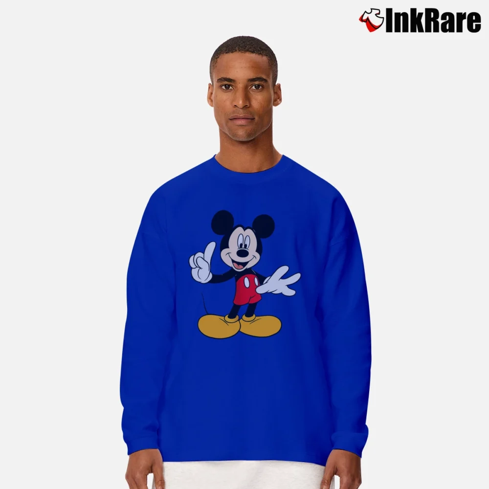 Men’s Disney Standing Mickey Mouse Long-Sleeve Shirt in royal blue | Sleek, Lightweight, Year-Round Wear