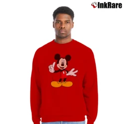 Men’s Disney Standing Mickey Mouse Crewneck Sweatshirt in red | Cozy Fabric, Clean Style