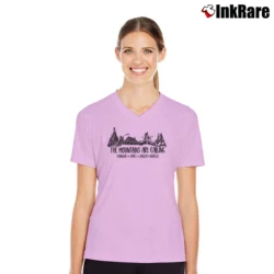 Women’s Disney The Mountains Are Calling Disney Mountain V-Neck Tee in light pink | Chic Neckline, Soft Texture