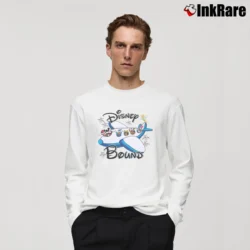 Men’s Disney Vacation Airplane Design Mickey Minnie Long-Sleeve Shirt in white | Sleek, Lightweight, Year-Round Wear