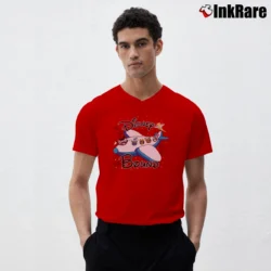 Men’s Disney Vacation Airplane Design Mickey Minnie V-Neck Tee in red | Sharp, Breathable, Everyday Staple