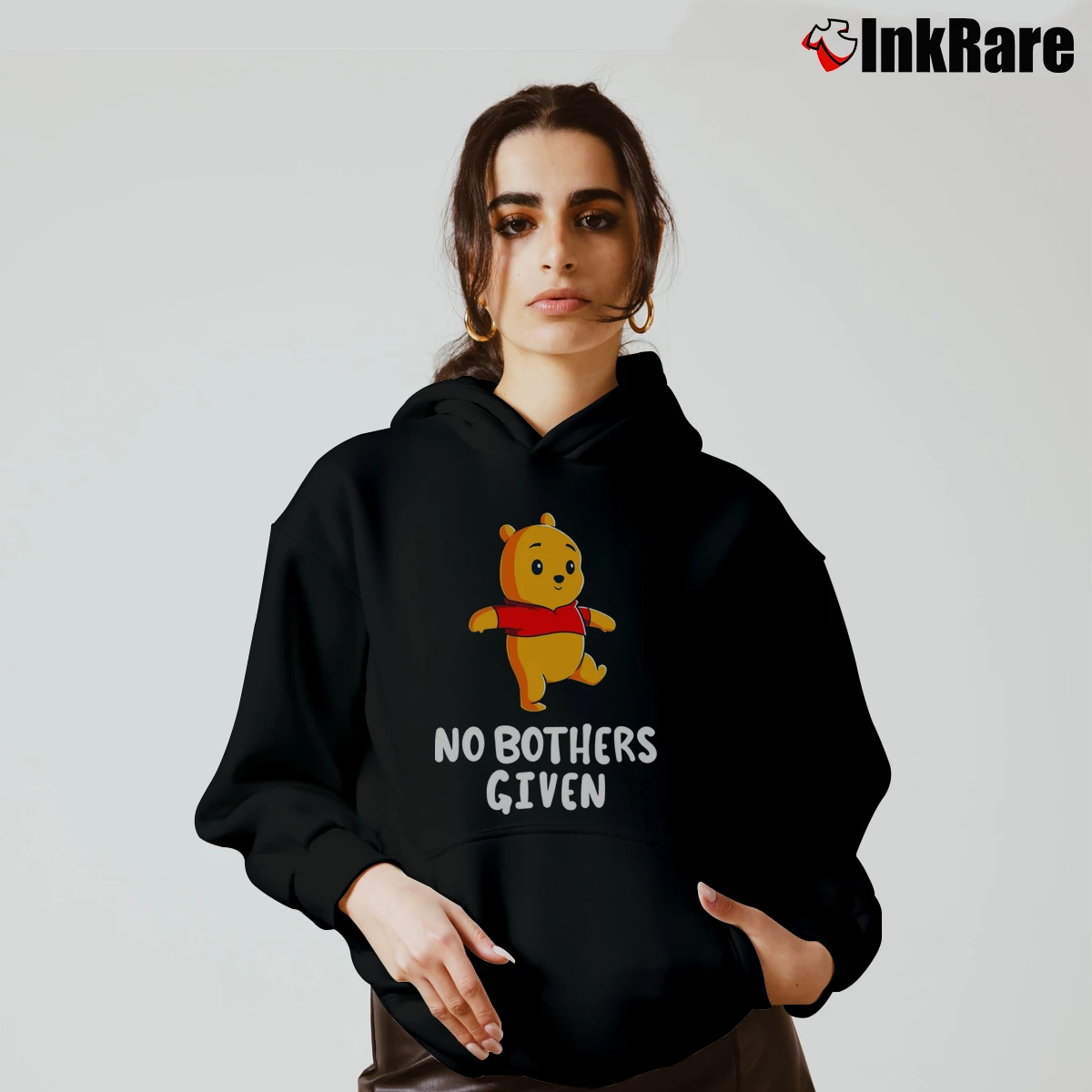 Women’s Disney Winnie The Pooh No Bothers Given Cozy Hoodie in black | Warm, Structured, Stylish