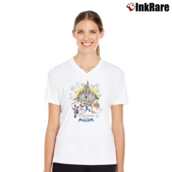 Women’s Disney World Disneyland Mickey Mouse 90s V-Neck Tee in white | Chic Neckline, Soft Texture