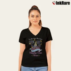 Women’s Disney World Find Your Happily Ever After V-Neck Tee in black | Chic Neckline, Soft Texture