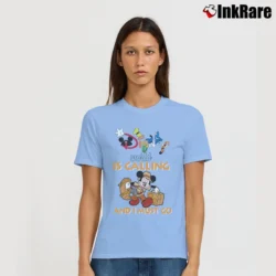 Women’s Disney World Is Calling Mickey Mouse Vacation Signature T-Shirt in light blue | Soft, Flattering Fit