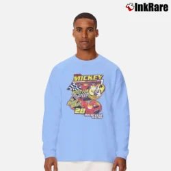 Men’s Disney World Mickey Mouse Motorsports Racing Long-Sleeve Shirt in light blue | Sleek, Lightweight, Year-Round Wear