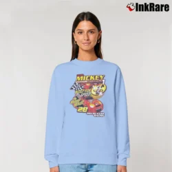 Women’s Disney World Mickey Mouse Motorsports Racing Relaxed Sweatshirt in light blue | Soft, Laid-Back Vibe