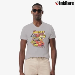 Men’s Disney World Mickey Mouse Motorsports Racing V-Neck Tee in sport grey | Sharp, Breathable, Everyday Staple
